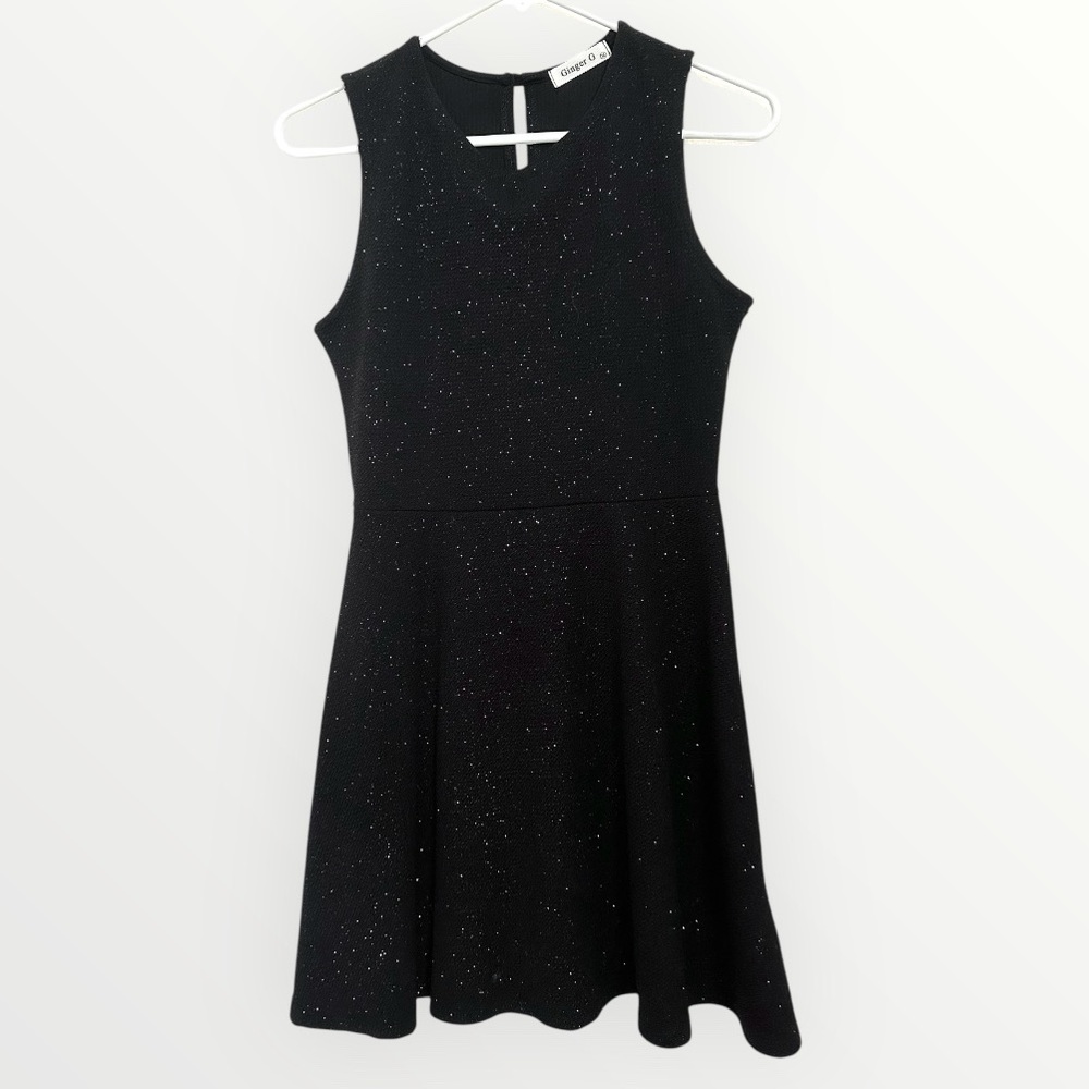 Black Glitter Mini Skater Dress